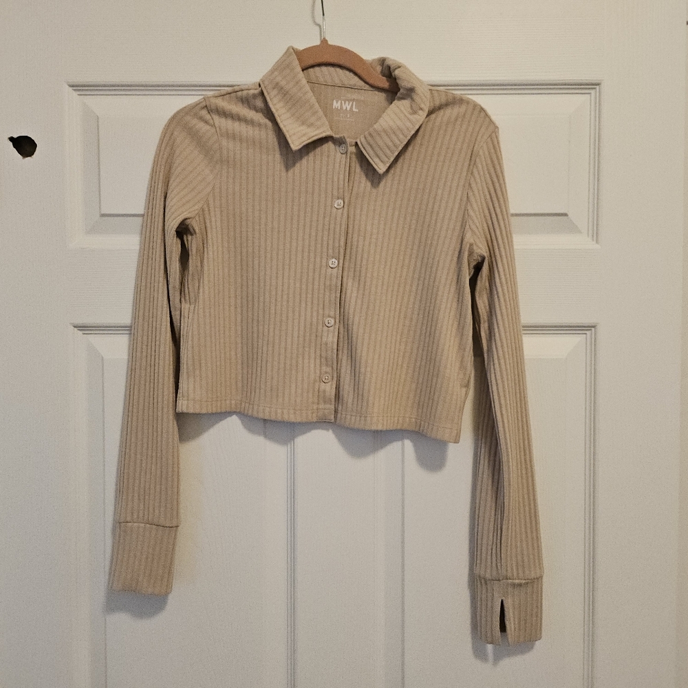 Madewell button-down ribbed collared blouse Size S
